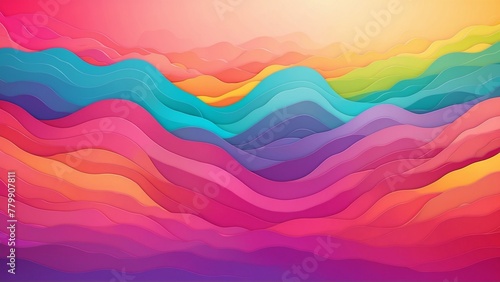 Colorful abstract gradient background wavy pastel rainbow colors, blue, pink, purple, multi color layered paper wave texture