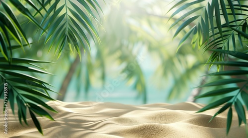 Secluded Tropical Beach View Through Palms