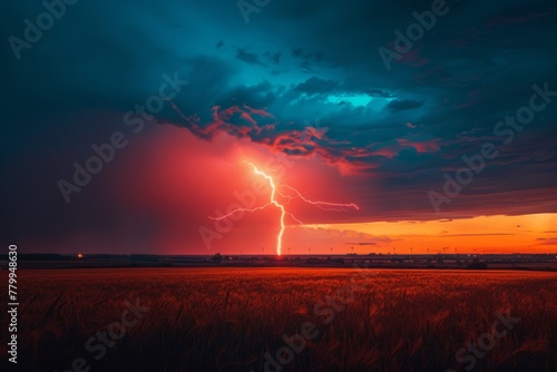 Lightning strike thunder night sky thunderstorm storm hurricane majestic colors bolt flash dangerous energy nature natural beauty climate