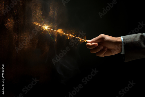 An HD image capturing the symbolism of business growth through the representation of a hand firmly holding an upward-pointing arrow, with realistic textures, professional lighting, and a visually plea