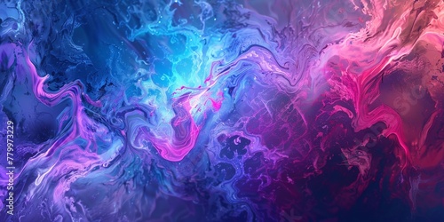 Abstract background with colorful shapes and curves in gradient colors of purple, blue and pink, with black shadows. High resolution, in the style of a hyper realistic and super detailed art piece