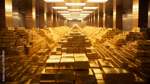 Room full of gold bars, bank treasure room