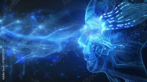 Visualize the pulse of electronic global intelligence through dynamic blue digital waves and neural network connections