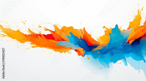 Dynamic and colorful abstract splash demonstrating energetic movement and artistic expression on a white canvas