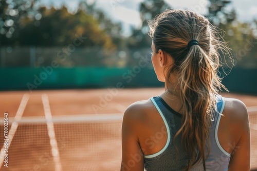 Close up of a young woman holding a tennis racket and ball. Beautiful simple AI generated image in 4K, unique.