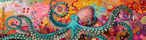 octopus neotraditional celebration as painted