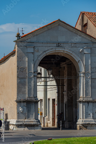 Historical gate leading to the old town of Koper, Slovenia