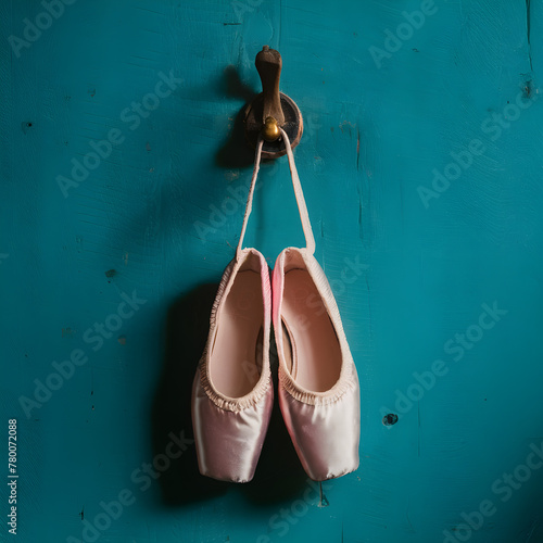 Pink Ballet Slippers Hanging on a Wall 