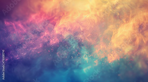 A holographic abstract background with a dusted effect, featuring various colors. Use it in screen mode to give your photos a vintage, retro look. The rainbow light leaks create a prism effect. 