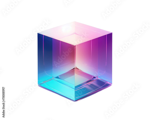 Gradient futuristic cube isolated on transparent background