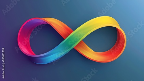 World autism awareness day background. Rainbow colored infinity symbol of autism disorder, adhd, neurodiversity
