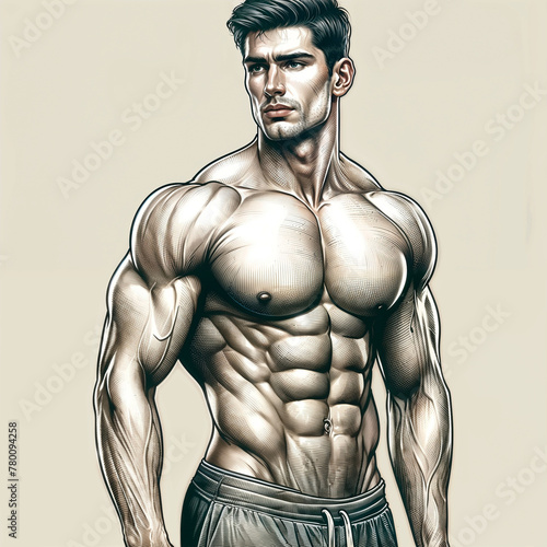 muscular man showing strength and fitness 