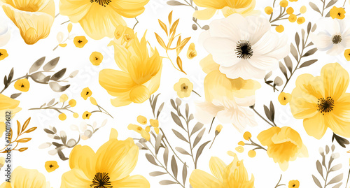 yellow and white flower pattern