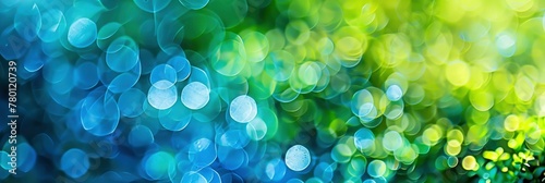 Abstract bokeh background with blue and green colors creates an atmosphere of joy for the ecocLastic week in springtime, Banner Image For Website, Background