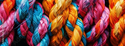 Colorful Knotted Ropes Close-Up