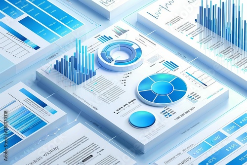 Modern business infographic visualization, financial data charts and graphs for corporate reports