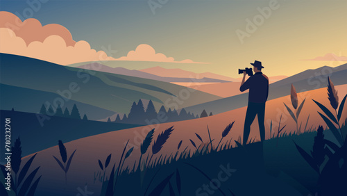 In the fading light of a summer evening a person with a camera in hand wades through tall grasses trying to capture the play of light and