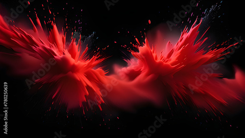Dynamic Red Paint Explosion on Black Background(Generative AI)