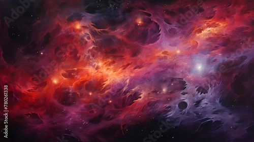 The cosmos ablaze with hues of magenta and tangerine, swirling in cosmic rhapsody."