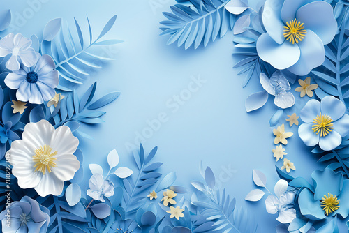Sommer blauer Hintergrund mit Blumen