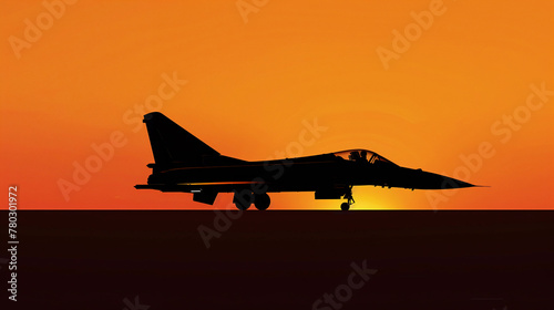 A sleek fighter plane soaring against a vibrant sunset, Futuristic , Cyberpunk