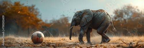 an Elephant playing with football beautiful animal photography like living creature