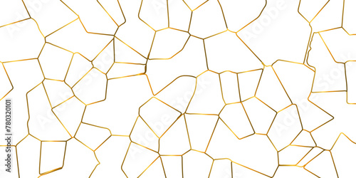 Golden gradient strokes on white background crystalized vector broken glass texture