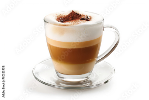 Cup of cappuccino on a white background. Coffee. Background image. Created with Generative AI technology.