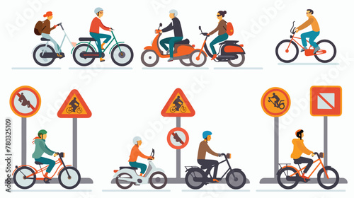 Cyclists and moped riders on carriageway