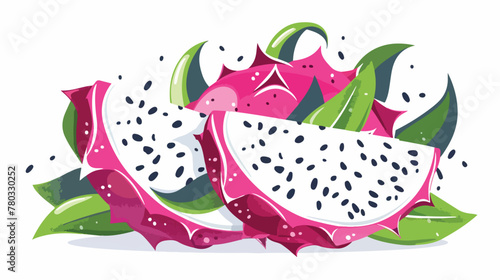 Cute illustration of pattaya or dragon fruit. Lettering