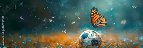 a Butterfly playing with football beautiful animal photography like living creature