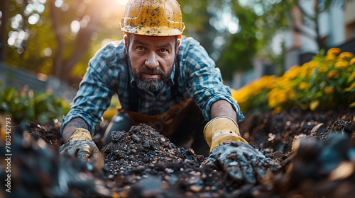 Man working outdoors on the ground