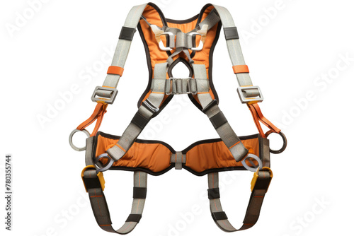 Orange Safety Harness With Reflective Straps. On a White or Clear Surface PNG Transparent Background.