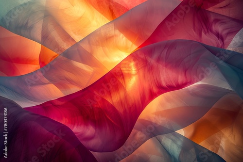 Vivid silk waves with sparkling light particles creating a sense of motion and festivity in an abstract composition..
