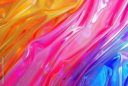 close up image of a shiny colourful plastic wavy background