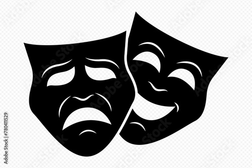 Vector isolated theatre mask icon set