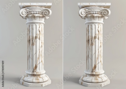 An ancient old column in the style of persian and roman architecture design, isolated on white background, AI Generated.