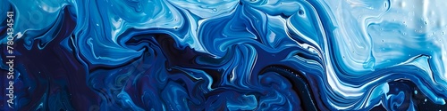 Abstract paint strokes in liquid blue, forming an intricate and captivating backdrop.