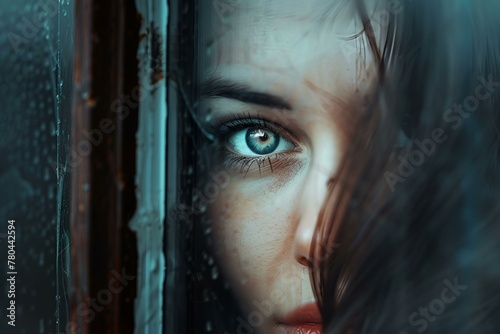 Kobieta wpatrzona w okno tęskni za ukochanym