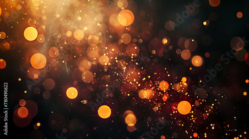 Warm bokeh lights against a dark background, creating a cozy and festive atmosphere with glowing orbs