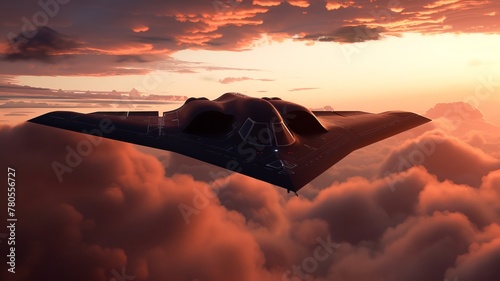 A stealth bomber blending seamlessly with the fading light , Futuristic , Cyberpunk