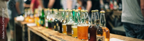 Experience the essence of a craft beer tasting event through this image showcasing a range of brews, highlighting the craftsmanship behind each unique flavor.