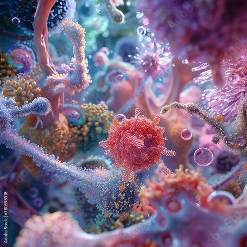 the microscopic realm where insulin and sugar molecules engage in a mesmerizing 3D interaction, depicting the intricate mechanisms of glucose regulation with stunning visual fidelity