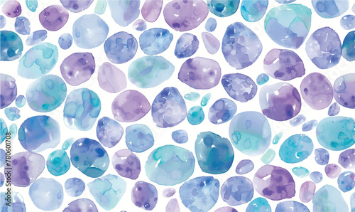 watercolor blue violet turquoise pattern with spheres