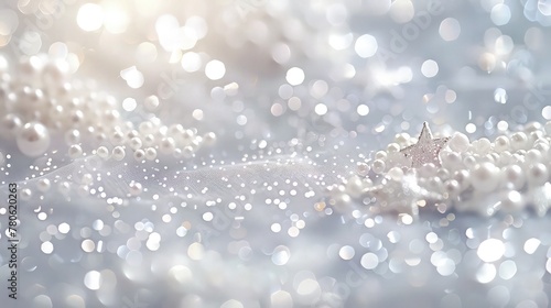 An abstract composition with falling shiny, sparkling glitter in shades white 