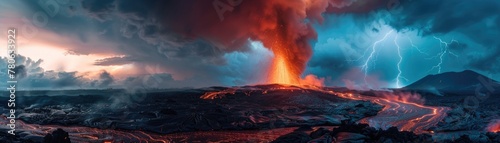 Eruption in full fury lava rivers