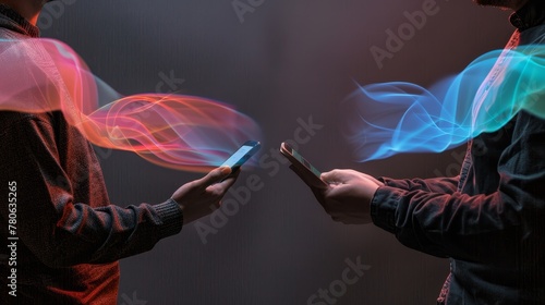A photo illustrating a debate on phone radiation, capturing two individuals with opposing views.