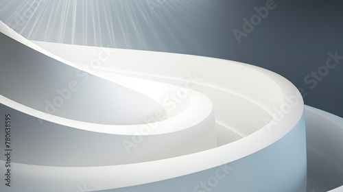 Clean white porcelain plate on abstract 3D background with lines