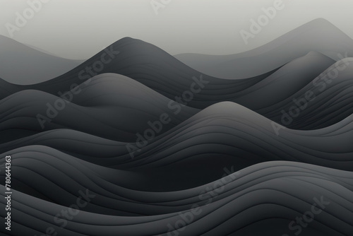 illustration of a minimalistic mountain landscape in a foggy haze, monotonous neutral background