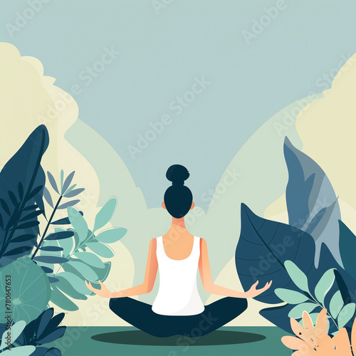 International Yoga Day. 21 June yoga day banner or poster with woman in lotus pose 